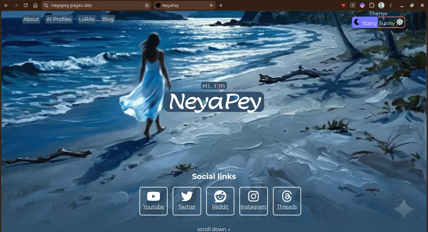 New webpage screenshot